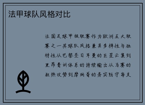 法甲球队风格对比